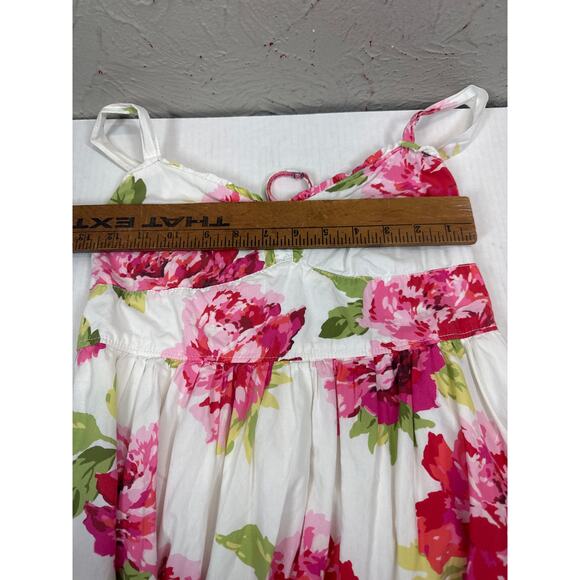 Abercrombie & Fitch A&F Strappy Sun Dress White Pink Floral Smocked Size Medium - Picture 5 of 6